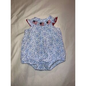 12M Nursery Rhyme smocked patriotic Bubble romper